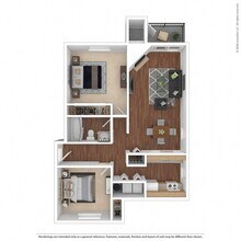 Two Bed One Bath L-2043 floor plan